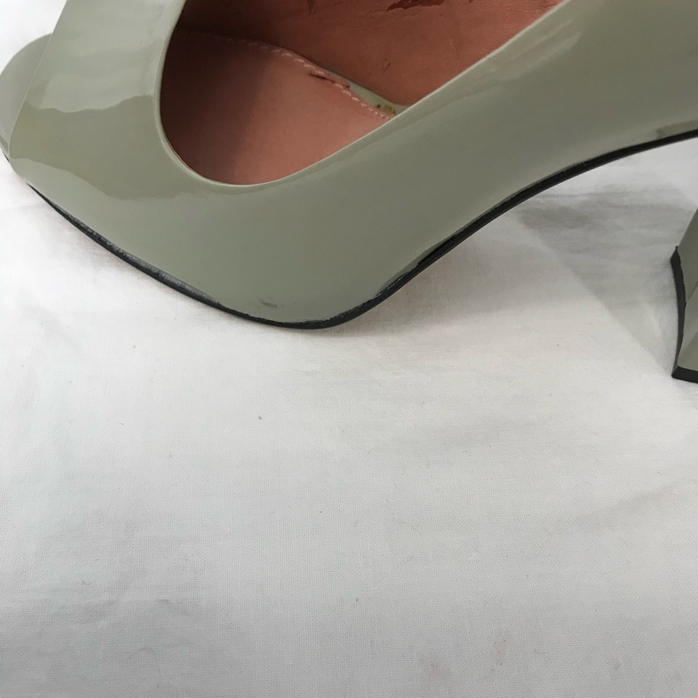 Vince Camuto Olive Patent Leather Peep-Toe Heels - Picture 7 of 8